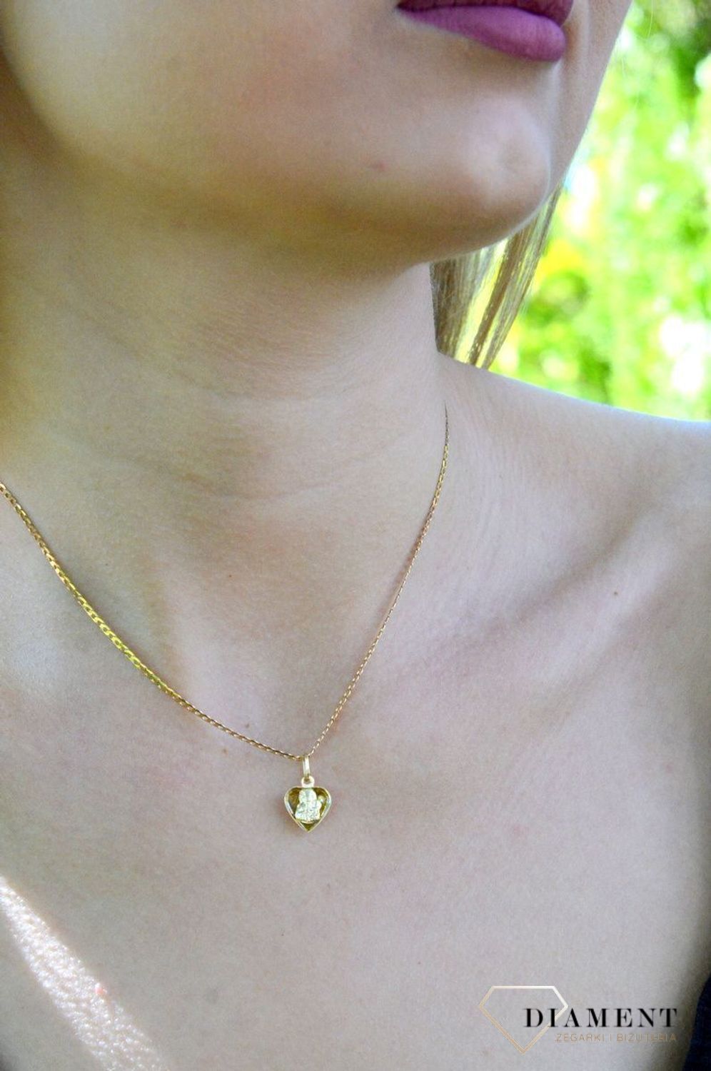 Zawieszka złota medalik Matka Boska w sercu 'Dwustronny medalik' ZA 433A 333hj (2).jpg